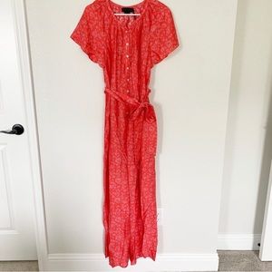 NWT Hatch Regina Silk Jumpsuit Romper Strawberry Pink Floral Maternity Sz 2 M